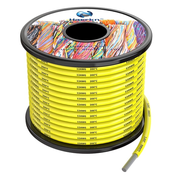 Cable eléctrico Haerkn 12 AWG 9,2 m amarillo de silicona
