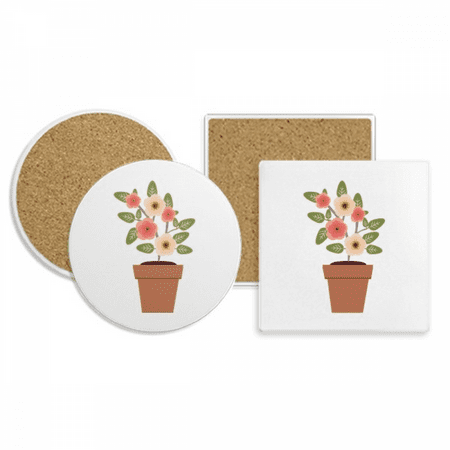 

Potted Flower Simple Coaster Cup Mug Holder Absorbent Stone Cork Base Set