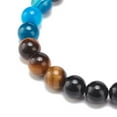 thumbnail image 5 of 10 pc Natural Agate & Tiger Eye & Black Onyx Round Beaded Stretch Bracelet Gemstone Jewelry for Women Deep Sky Blue Inner Diameter: 2-1/8 inch, 5 of 5