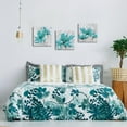 thumbnail image 2 of Teal Lily Flower Canvas Wall Art Set 3 Pieces Abstract Floral Bloom Pictures Bathroom Decor 12"x12", 2 of 6