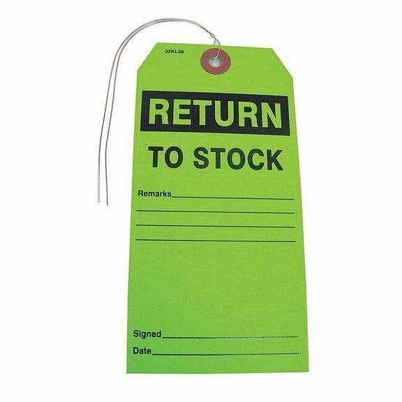 Badger Tag & Label Return to Stock Tag,2-7/8 in. W,PK25 115