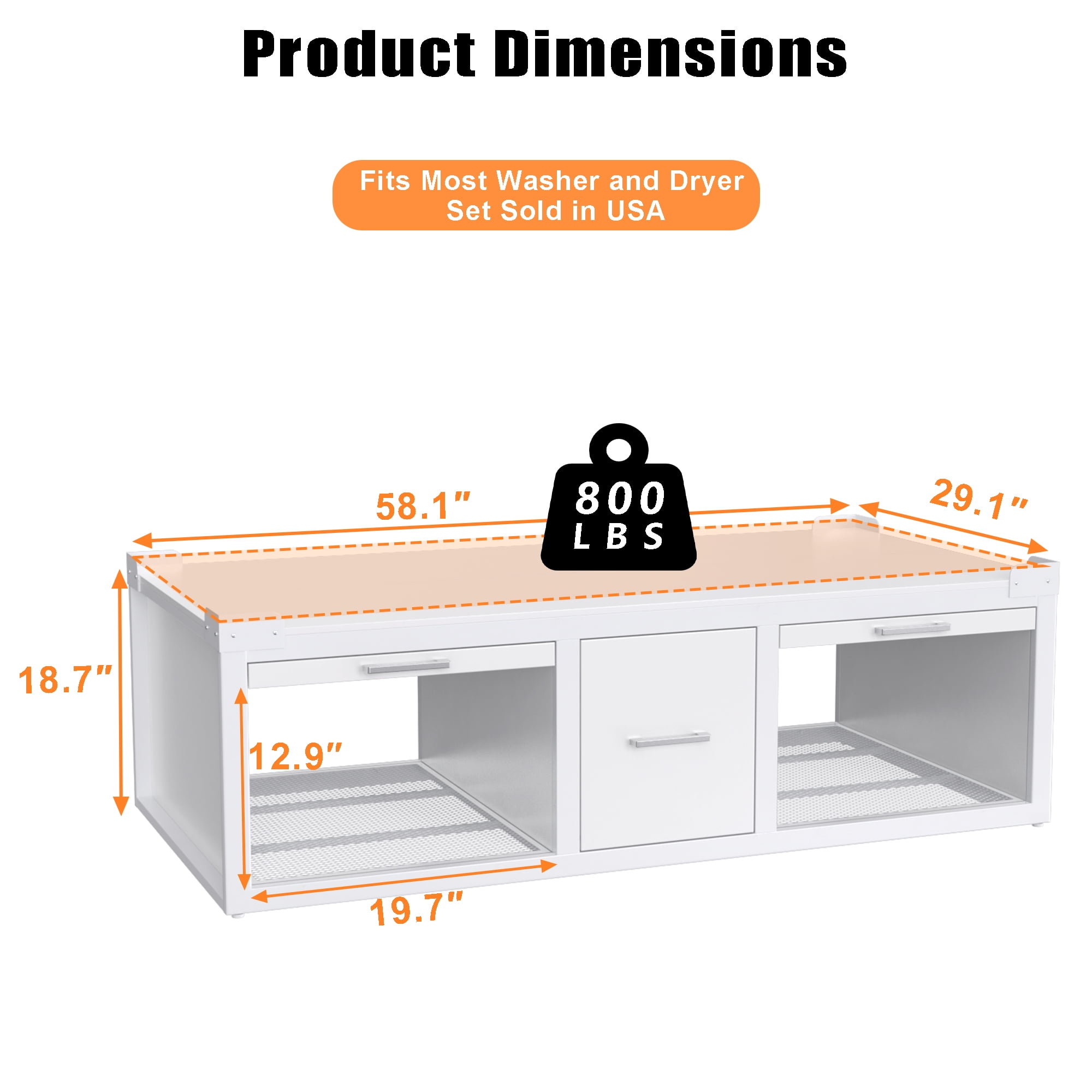 GDLF Washer and Dryer Pedestals, Universal Washer and Dryer Stand with Pull-Out Shelf