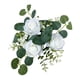 thumbnail image 2 of Anillos de vela, coronas florales artificiales, hojas de eucalipto, velas, coronas, corona de velas verdes para decoración de sala de estar Blanco, 2 of 9