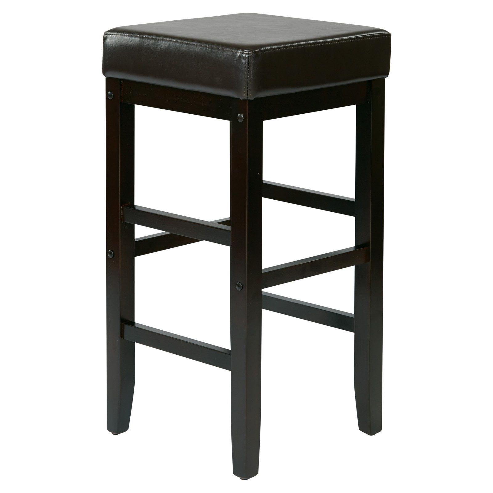 30" Square Espresso Faux Leather Barstool with Espresso Legs