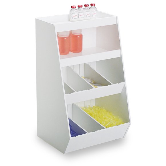 TrippNT 50152 White PVC Plastic Storage Bin with 8 Adjustable Compartments, 12" Width x 20" Height x 10" Depth, 2 Shelves