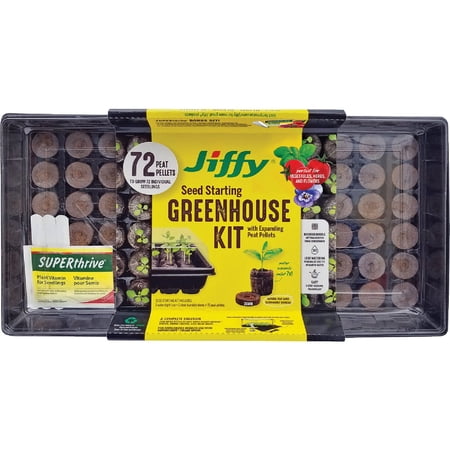 Jiffy Reusable 72 Celled Greenhouse Seed Starter Kit with 36mm Peat Pellets