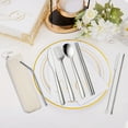 thumbnail image 6 of Portable Cutlery Portable Cutlery Set 7 Piece Stainless Steel Utensils Kit with Storage Case Outdoor Camping Travel Utensil Set Includes Knife fork Spoon Chopsticks Straws Cleaning Brush, 6 of 6