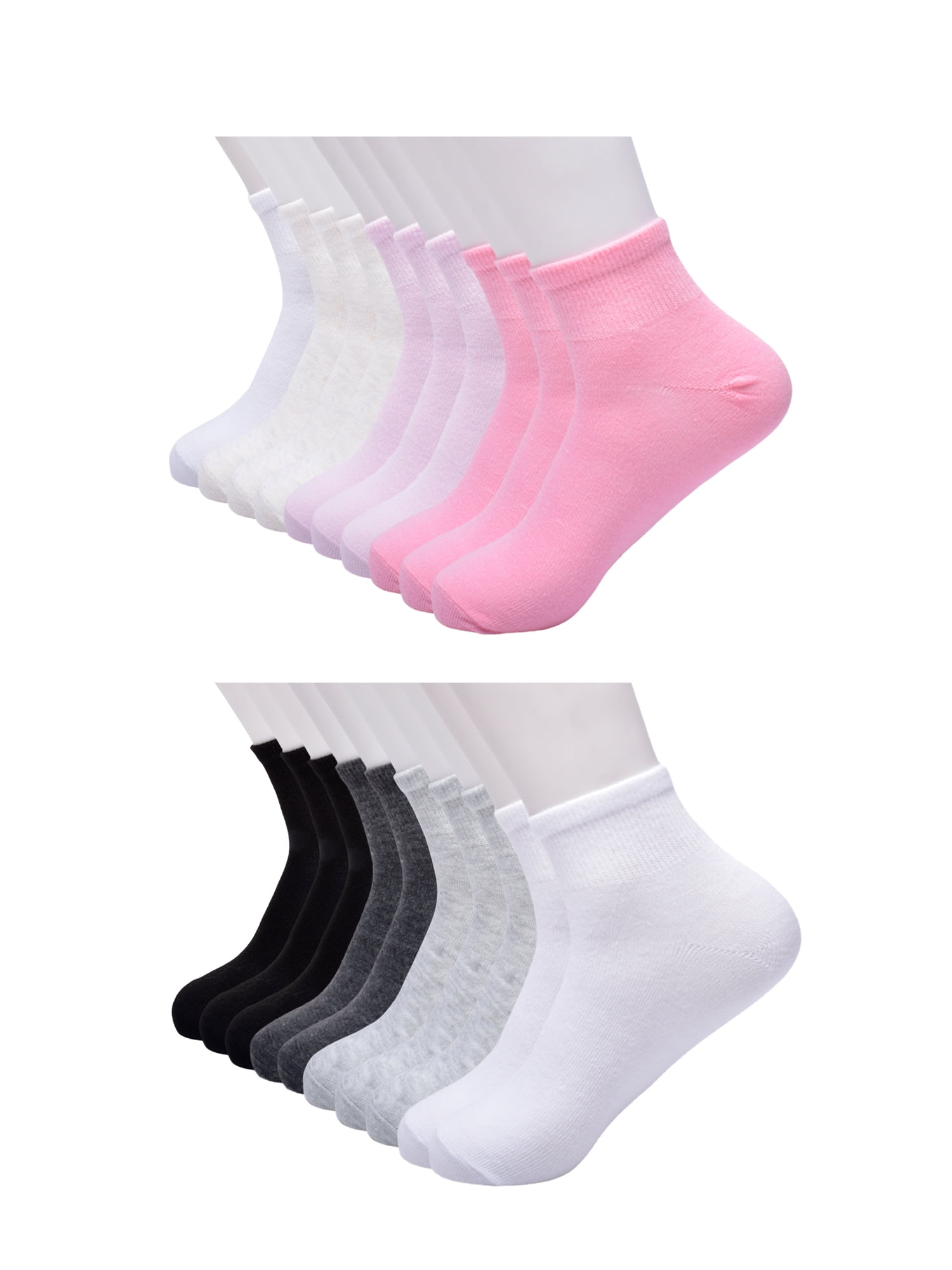 No Boundaries Womens Ankle Socks, 20-Pack, Shoe Size 4-10
