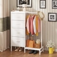 thumbnail image 3 of Dresser with Hanging Rack, 4 Drawers Small Closet for Bedroom, Reversible Fabric Chest of Drawers with Clothes Rack, Tall Storage Tower, Sturdy Frame, White, 44''H, 3 of 9