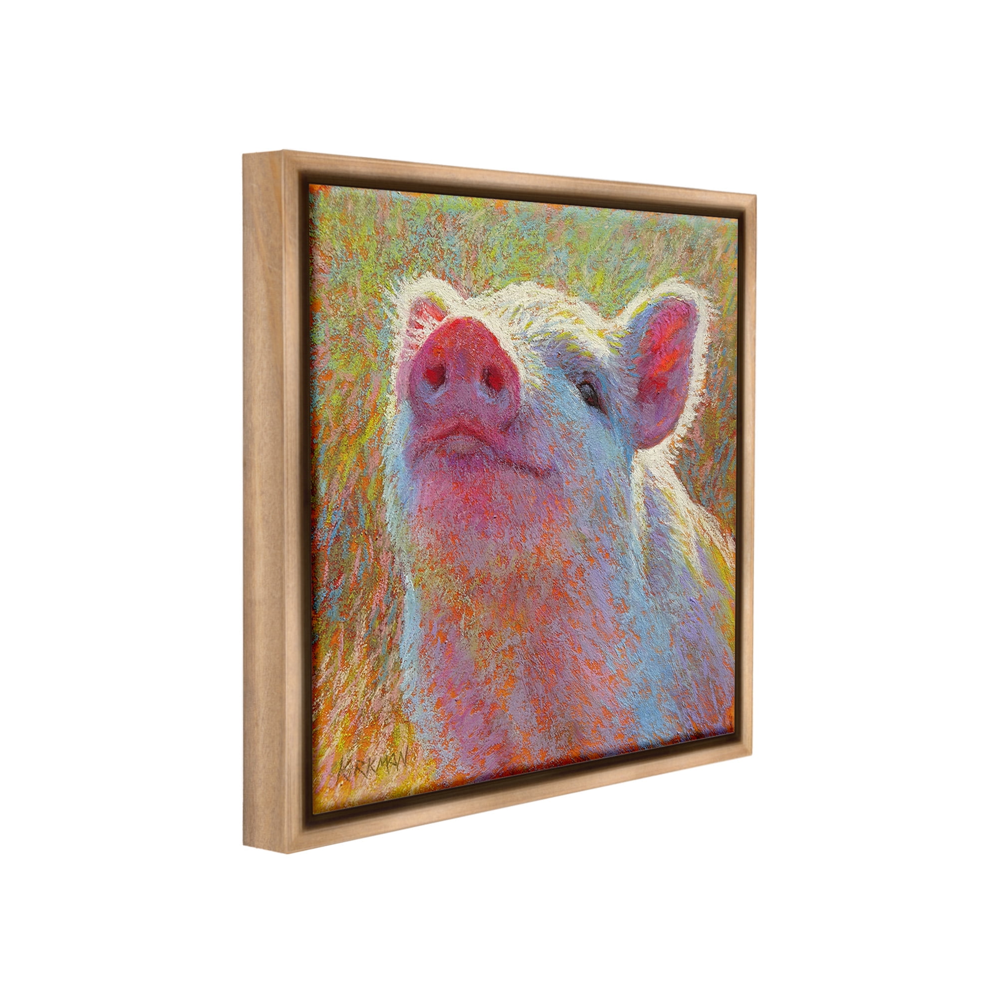 Stupell Industries Impressionist Pig Painting Animals & Insects Painting Brown Floater Framed Canvas Art Print Wall Art, 18 x 18