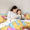thumbnail image 4 of Castle Fairy Baseball Bat Glove Twin Bedding 7-Piece, Blue Ice Cream Drip Bedding Comforter Set, Brown Pink Yellow, 4 of 7