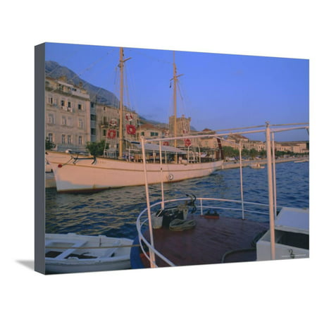 Port and Town of Makarska, Dalmatia, Dalmatian Coast, Adriatic, Croatia Stretched Canvas Print Wall Art By Bruno