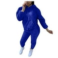 thumbnail image 2 of DailyTrove Couples Solid Color Hooded Tracksuit, Long Sleeve, Casual Sports & Lounge Wear, Soft Polyester Blend, Plus Size Friendly, 2 of 6