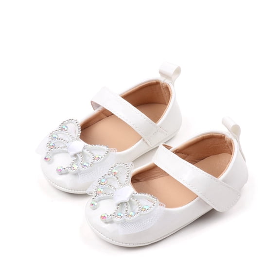 BRICH Toddler Baby Girls Soft Sole Mesh Bowknot Wedding Dress Mary Jane Flats Shoes Baby Sneaker Shoes,Size 0-18 Months White 12-18 Months