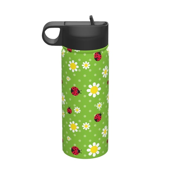 Vsdgher Daisies And Ladybugs for Insulated Stainless Steel Water Bottle,18oz Sports Water Bottle Stainless Steel Reusable Tumbler for Sports, Travel, and School