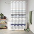 thumbnail image 6 of No Hook Shower Curtain, Gray Stripe Shower Curtains for Bathroom with See Through Top Window, Modern Abstract Art Navy Blue Striped Rustic Waterproof & Washable Bath Curtain Small Stall 36"x78", 6 of 9