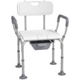 thumbnail image 2 of Accent Chairs HOMCOM 3-in-1 Shower Chair with Back and Arms, Height Adjustable Bedside Commode, Raised Toilet Seat with Non-Slip Rubber Foot Pad for Seniors, Disabled, White,Leather Accent Chairs, 2 of 10