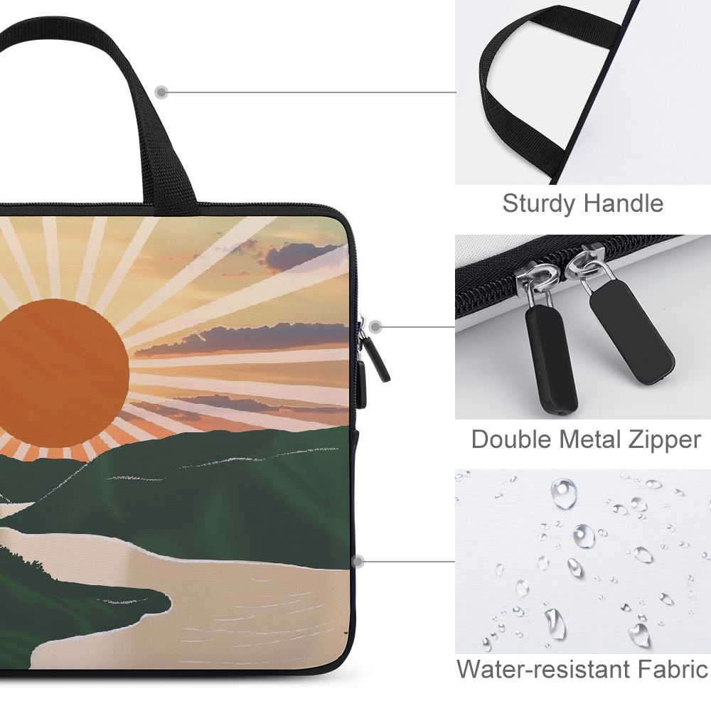 JRXY Sunset River Hills Laptop Bag Diving Fabric Soft Carrying Travel Case Neoprene Tablet Cover 12inch