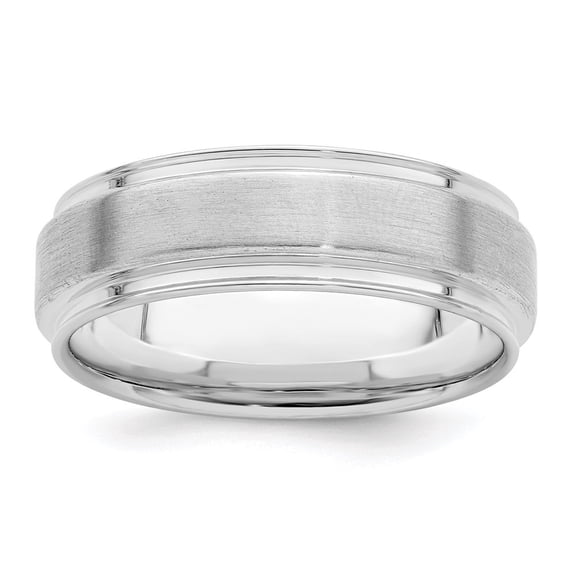 Auriga 925 Sterling Silver Rhodium Plated 6mm Brushed Wedding Band Ring Size 10 for Men