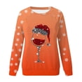 thumbnail image 4 of VJATTWR Mes Articles Chandail en Molleton de Noël pour Femmes Automne et Hiver Flocon de Neige Rouge Verre Dégradé Imprimé Col Rond Épaule Manches Longues Décontracté Sport Chandail en Molleton Get it Fast, 4 of 4