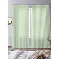 thumbnail image 4 of Sage Green Striped Semi Sheer Curtains 96 Inch Length 2 Panels Set, Modern Simple Farmhouse Beige Sheer Kitchen Curtain Privacy Voile Window Curtain for Living Room Bedroom Rod Pocket Drapes, 4 of 7