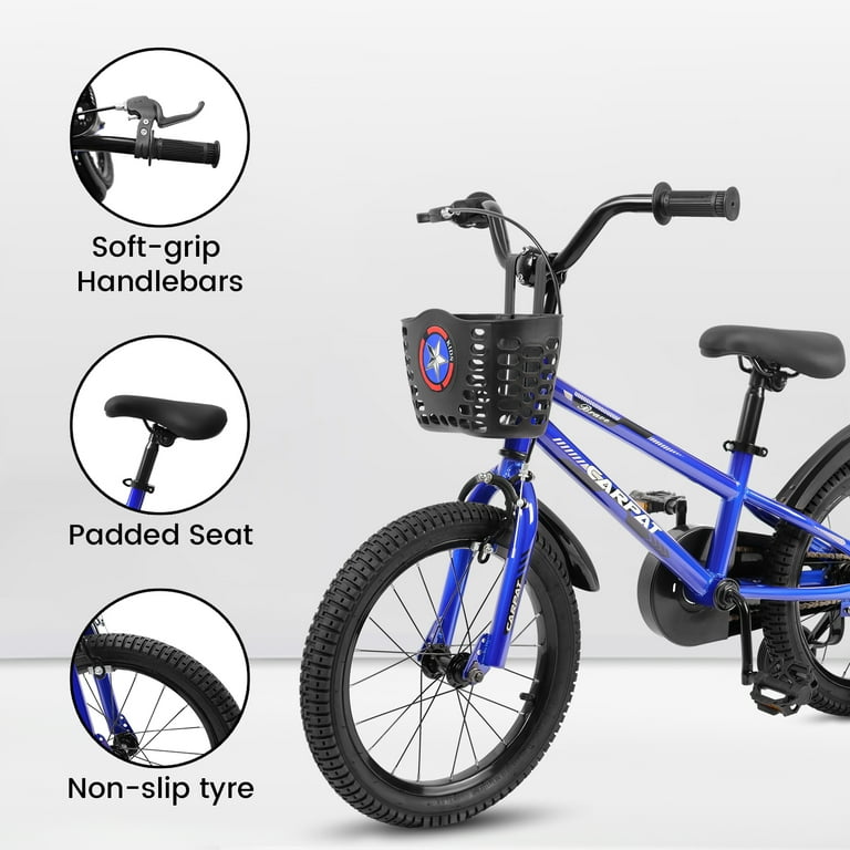 14 Inch Kids Bike for Boys Kids Bike With Training Wheels and Basket Blue