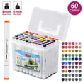 thumbnail image 2 of 60 Colors Art Markers Set Dual Heads Broad Fine Point Alcohol Based Marker Pens with PP Storage Box for Children Students Adults Professionals Beginne, 2 of 5