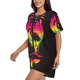 thumbnail image 2 of Lsque Flamingo And Palm Trees At Sunset Women's Short-Sleeved Pajama Set - 2 Piece Soft and Lightweight Sleepwear Set-4X-Large, 2 of 9