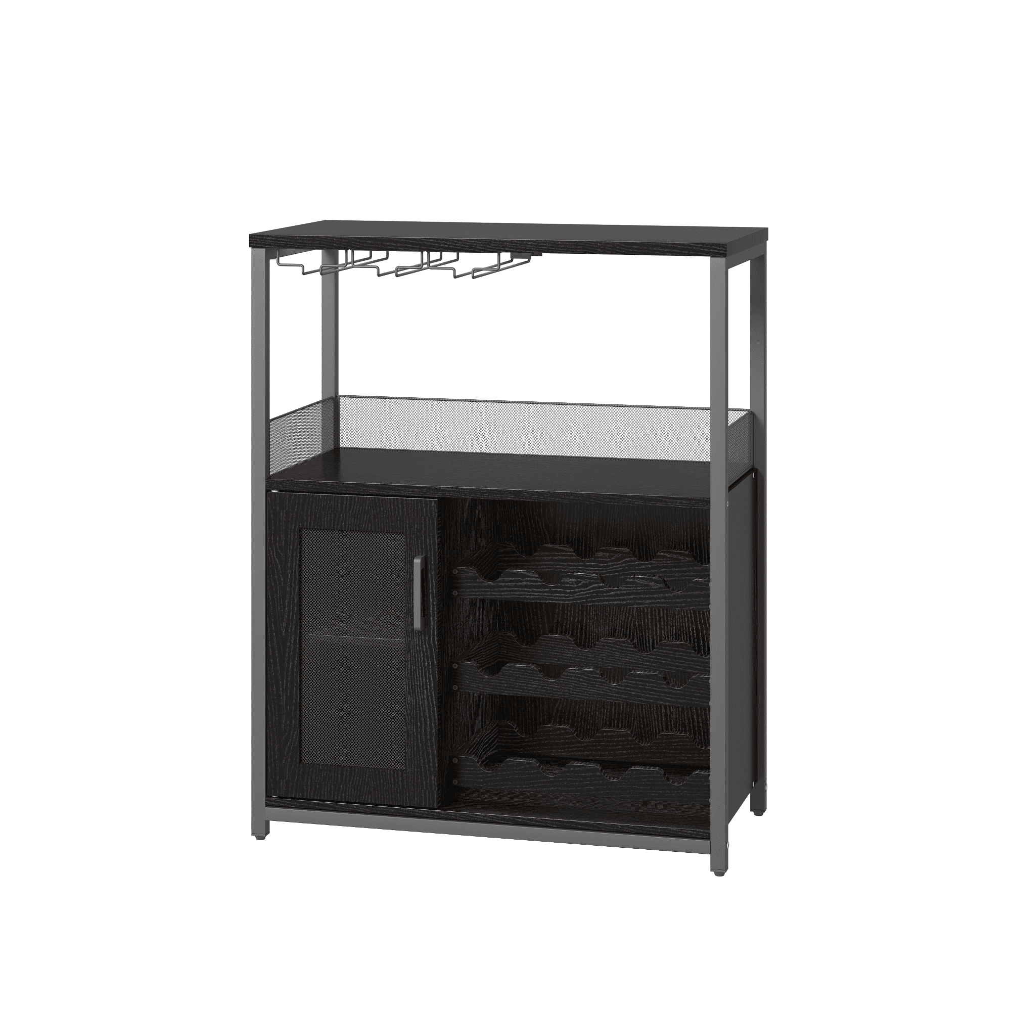 Wine Bar Rack Cabinet with Detachable Wine Rack, Bar Cabinet with Glass Holder, Small Sideboard, Buffet Cabinet with Mesh Door, Wine Storage Cabinet with Storage