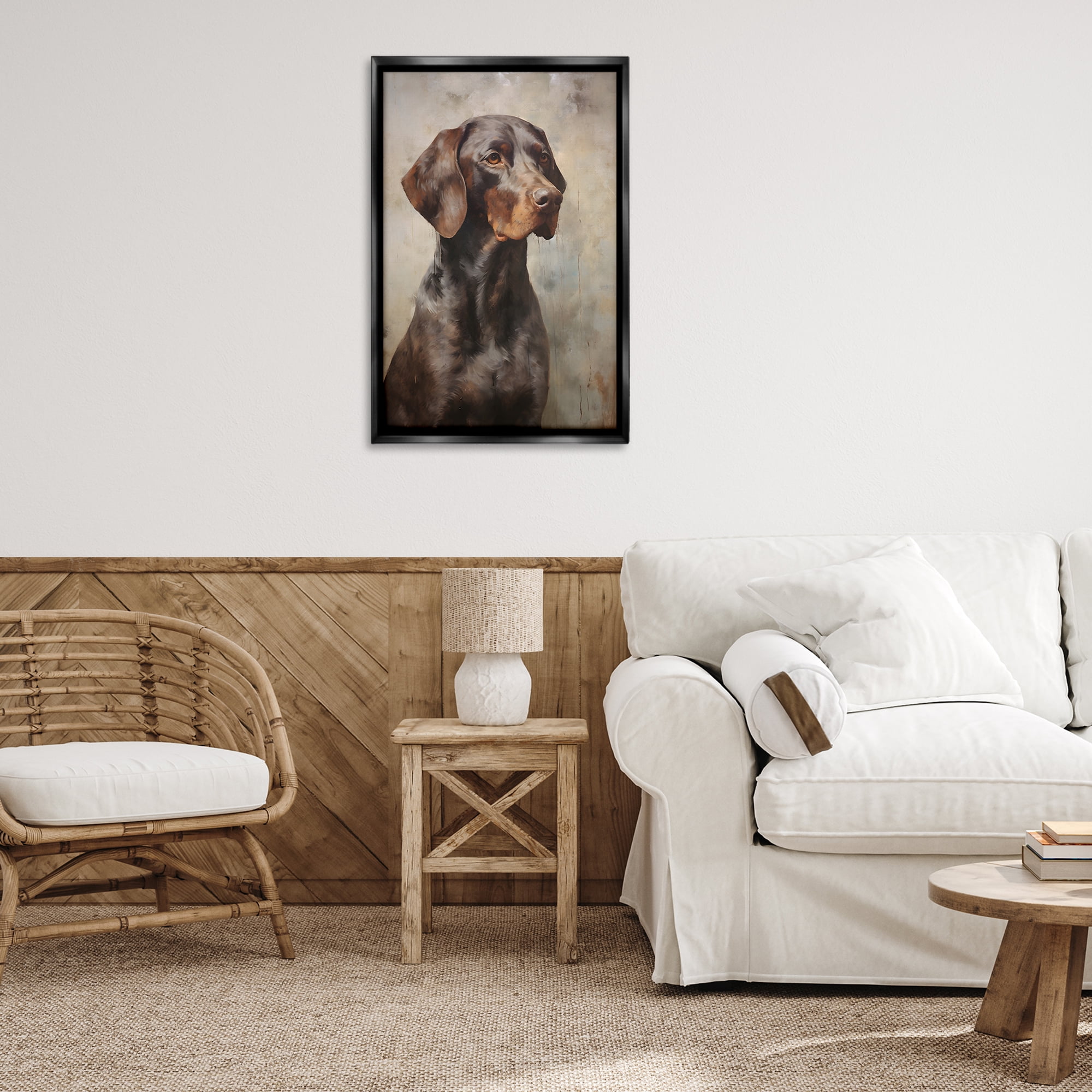 Stupell Industries Brown Labrador Visage Animals & Insects Painting Black Floater Framed Canvas Art Print Wall Art, 21 x 31