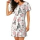 thumbnail image 2 of Fotbe Paris Bata de Dormir para Mujer con Estampado, Camisón de Algodón de Manga Corta, Ropa de Dormir Casual, 2 of 6