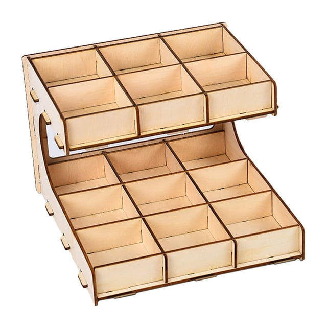 MERIGLARE DIY Wooden Paint Rack Stand Painting Ink Bottle Storage Holder Organizer Pigment 2-layer 15-grid