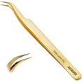 thumbnail image 1 of Curacoro Lash Tweezer - Professional & Precision Fiber Tip Grip Lash Tweezers for Eyelash Extensions, Multi Shapes & Purposes Tweezers for Volume, Isolation & Classic Lashes (Gold, Fan-lash-tic), 1 of 8