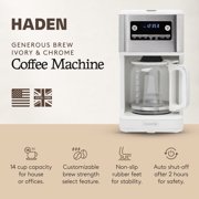 Haden Generous Brew 14 Cup Programmable Digital Coffee Maker, Ivory/Chrome