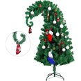 thumbnail image 4 of 5 Feet Pine Christmas Tree Decor with Solid Metal Stand Santa Claus Artificial Full Green Tree Xmas Decorations for Themed Party Indoor Outdoor Living Room Home, 4 of 7