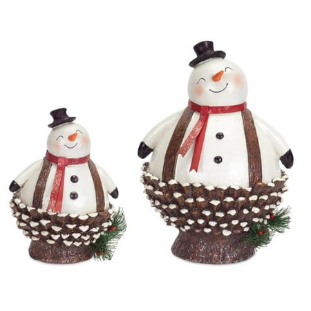 Pack of 4 Jolly Pine Cone Snowmen Table Top Christmas Decorations 8.5