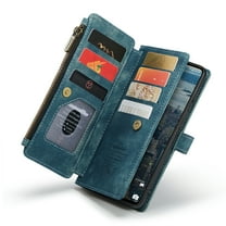 Galaxy A53 5G Wallet Case, ELEHOLD Heavy Duty PU Leather Zipper Pocket Wallet Case with 10 Card Slots for Samsung Galaxy A53 5G,Blue