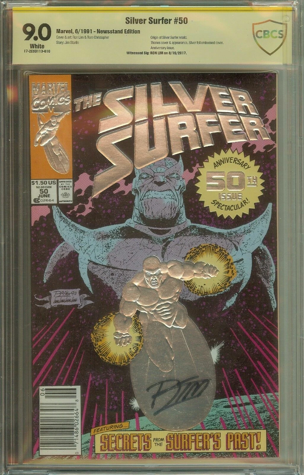 The Silver Surfer #50 Newstand Signed Rom Lim CBCS 9.0