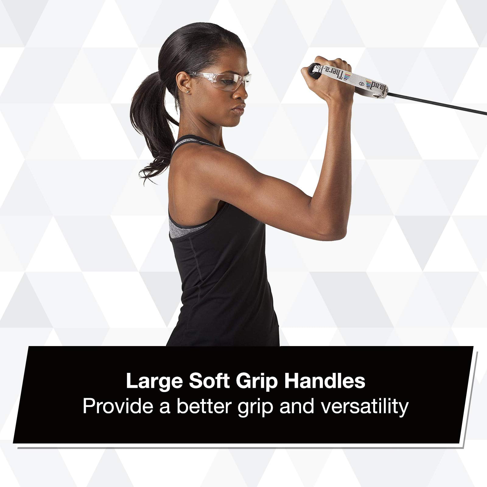 THERABAND Resistance Tube, Professional, Latex, Soft Handles, Level 6, Black, Special Heavy, 7.3 lbs Resistance, 48 Inch