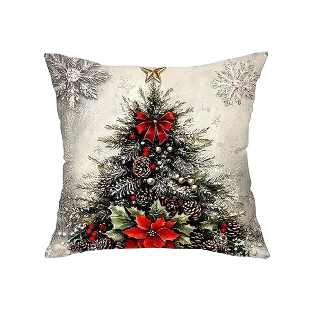 C Holiday Decorative Cushion Cover Made From Soft Linen With Vibrant Christmas Patterns Easy To Clean And Maintain For Practical Use Throughout The Season