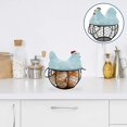 thumbnail image 4 of Metal Mesh Egg Basket Ceramic Farm Chicken Top for Food Storage Container (blue), 4 of 5