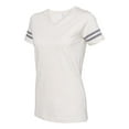 thumbnail image 2 of Women's Football V-Neck Fine Jersey Tee Color Natural Heather/ Granite Heather 2X-Large Size, 2 of 5