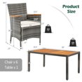 thumbnail image 2 of Patiojoy 7PCS Patio Rattan Furniture Set Outdoor Conversation Set w/Cushions Acacia Wood Table, 2 of 9