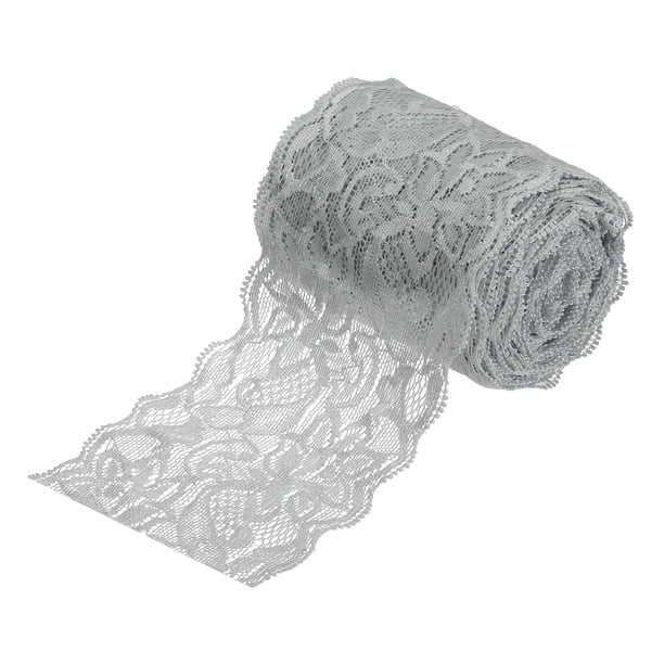 Cinta de encaje de patrón floral Uxcell para costura, manualidades, envoltura de regalos, ramos, gris