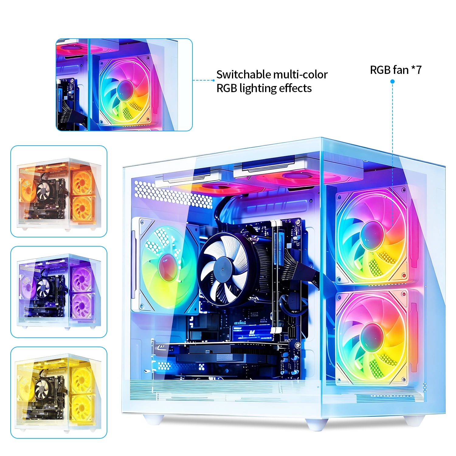 Qehi Gaming PC- I7-4790,16G DDR3 RAM,256GB SSD,GT730 2G,RGB Fans