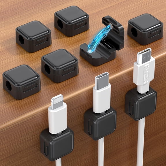 Kaleduo 9 Pack Magnetic Cable Clips, Adjustable Cord Holders with Strong Adhesive, Desk & Wall Cable Organizer for Home, Office & Car