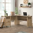 thumbnail image 2 of Sauder Bridge Acre Orchard Oak L-Shaped Home Office Desk, Orchard Oak Finish Finish, 2 of 11