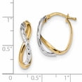 thumbnail image 2 of 14k Two Tone Gold Diamond Cut Hoop Earrings Oval, 2 of 6