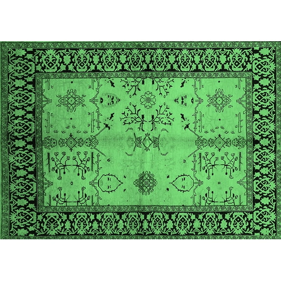 Ahgly Company Indoor Rectangle Oriental Emerald Green Industrial Area Rugs, 8' x 12'