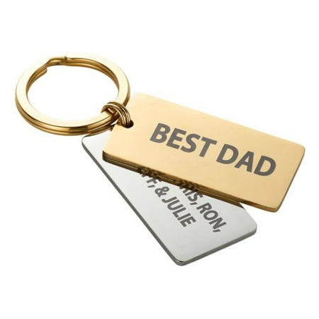 Personalized Two Tone Stainless Steel Dog Tag Key Ring